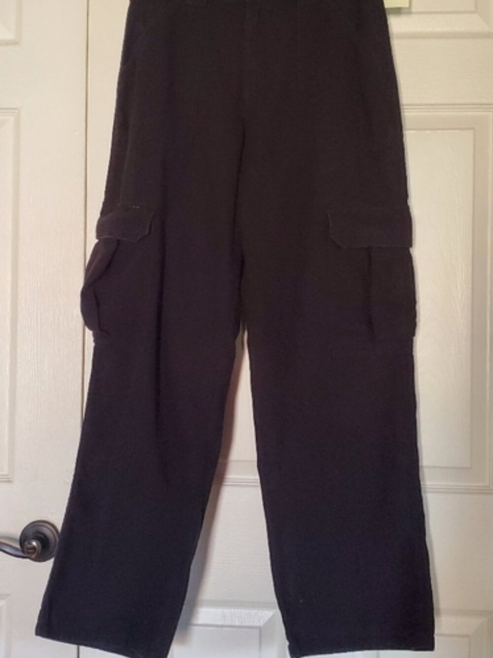 Straight Leg Cargo Pants Black Canvas